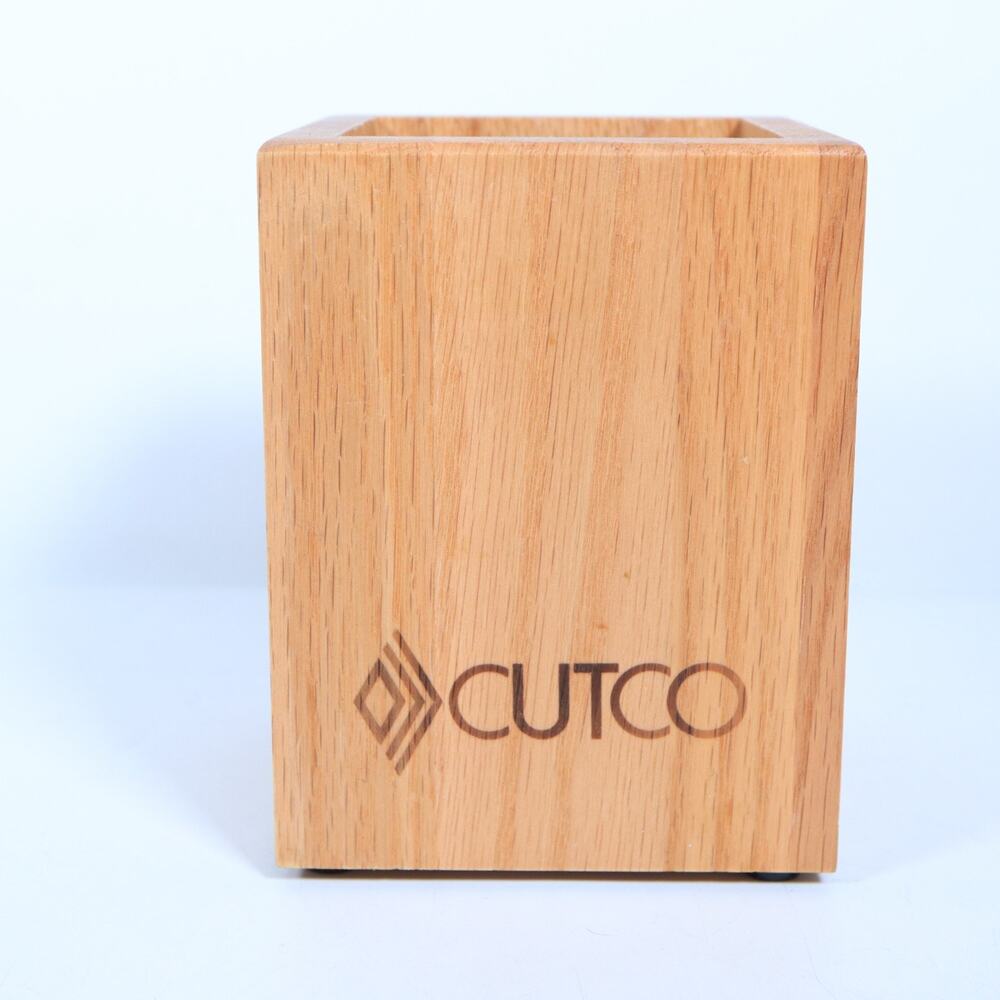 CUTCO Kitchen Tool Utensil Oak Wood Box Cherry Caddy Container Holder Made USA